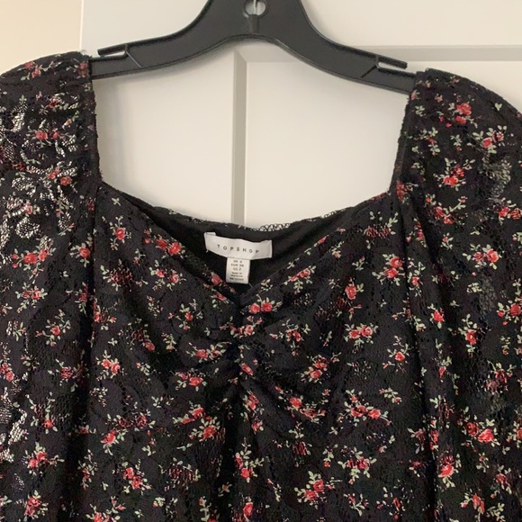 Topshop Black Floral Lace Mini Dress - Picture 4 of 5